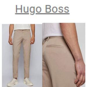 SZ 38R / 34L Hugo Boss Black Label Men's Khaki Rice3-W Slim Fit Stretch Pants